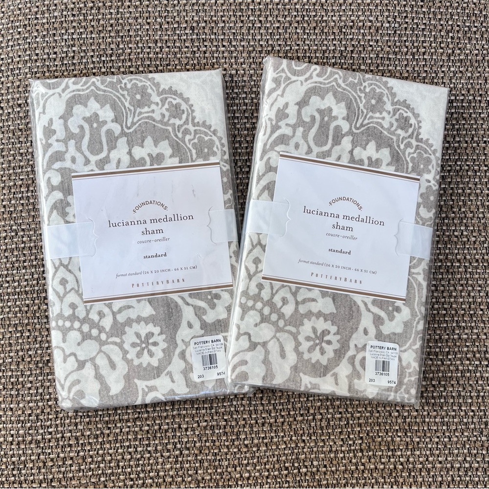 Pottery Barn Lucianna Medallion Standard Sham in Taupe - qty 2